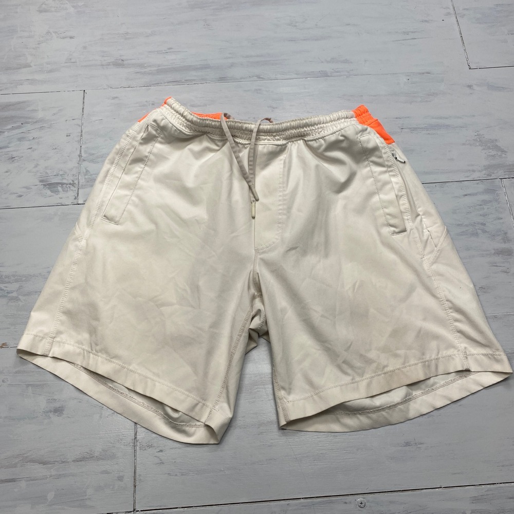 Birddogs Gym Shorts Mens Large Khaki Orange Lined Athletic Running Workout 6in